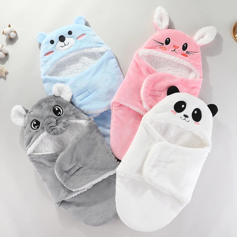 Baby Sleeping Bags Autumn and Winter Soft Newborn Baby Wrap Blankets Cartoon Cocoon for babies Flannel Warm Baby Sleepsack 0-9M