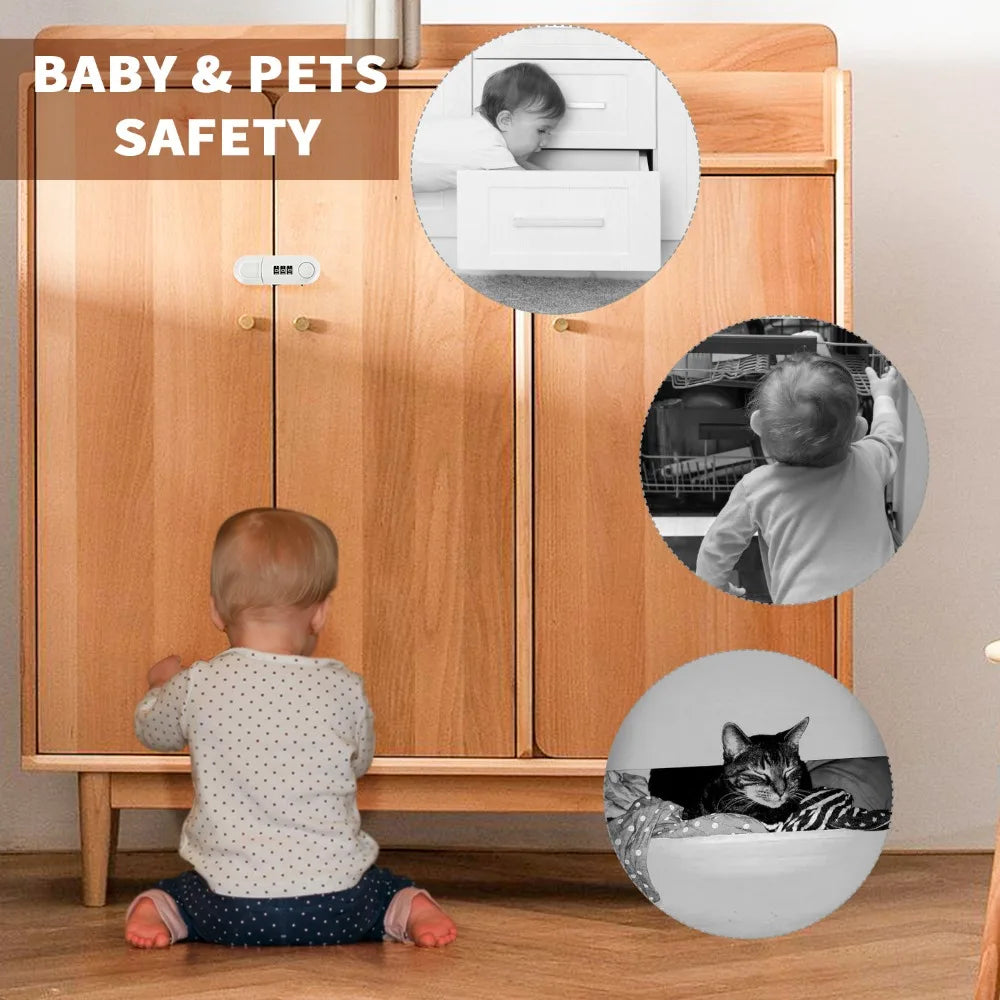 Drawer Password Lock Non Perforated Cabinet Door Safety Lock Double Opening Refrigerator Lock Home Office Anti-theft Lock