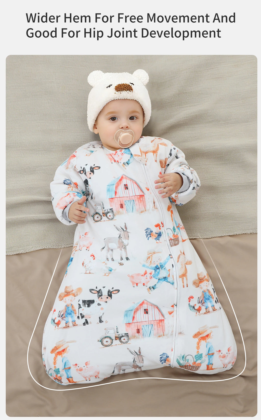 INSULAR Baby Cartoon Split-Leg Sleep Sack with Detachable Sleeves, 100% Cotton Thickened Winter & Autumn Toddler Sleeping Bag