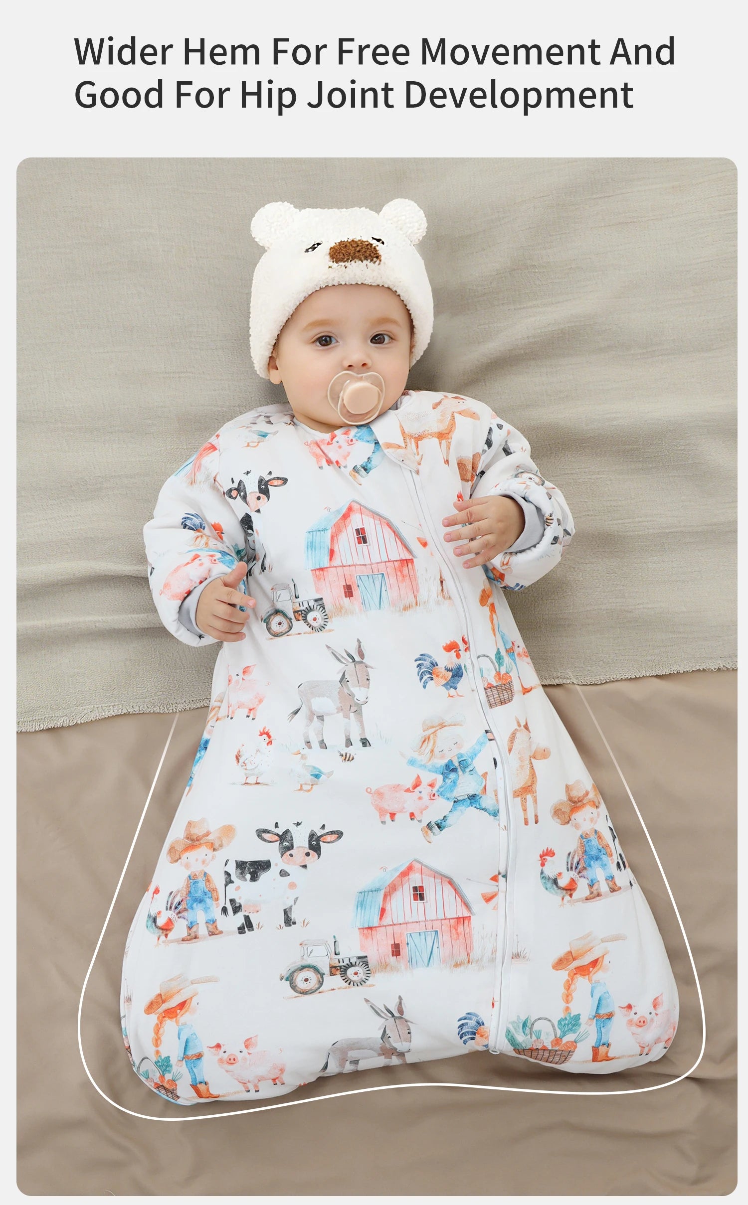 INSULAR Baby Cartoon Split-Leg Sleep Sack with Detachable Sleeves, 100% Cotton Thickened Winter & Autumn Toddler Sleeping Bag