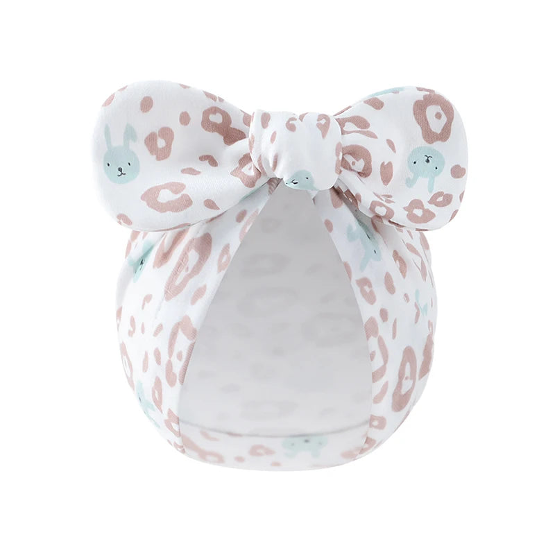 3Pcs Print Bow Baby Turban Cap 0-10Month Newborn Elastic Headscarf Beanie Soft Cotton Infant Indian Hat Kids Hair Accessories