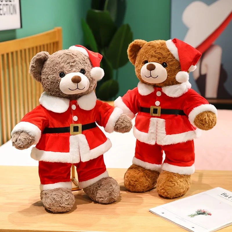 Hot 1pc 48/78cm Christmas Bear Plush Pillow Toy Cartoon Santa Bear Soft Stuffed Doll Cute Christmas Party Decor Kids Xmas Gifts