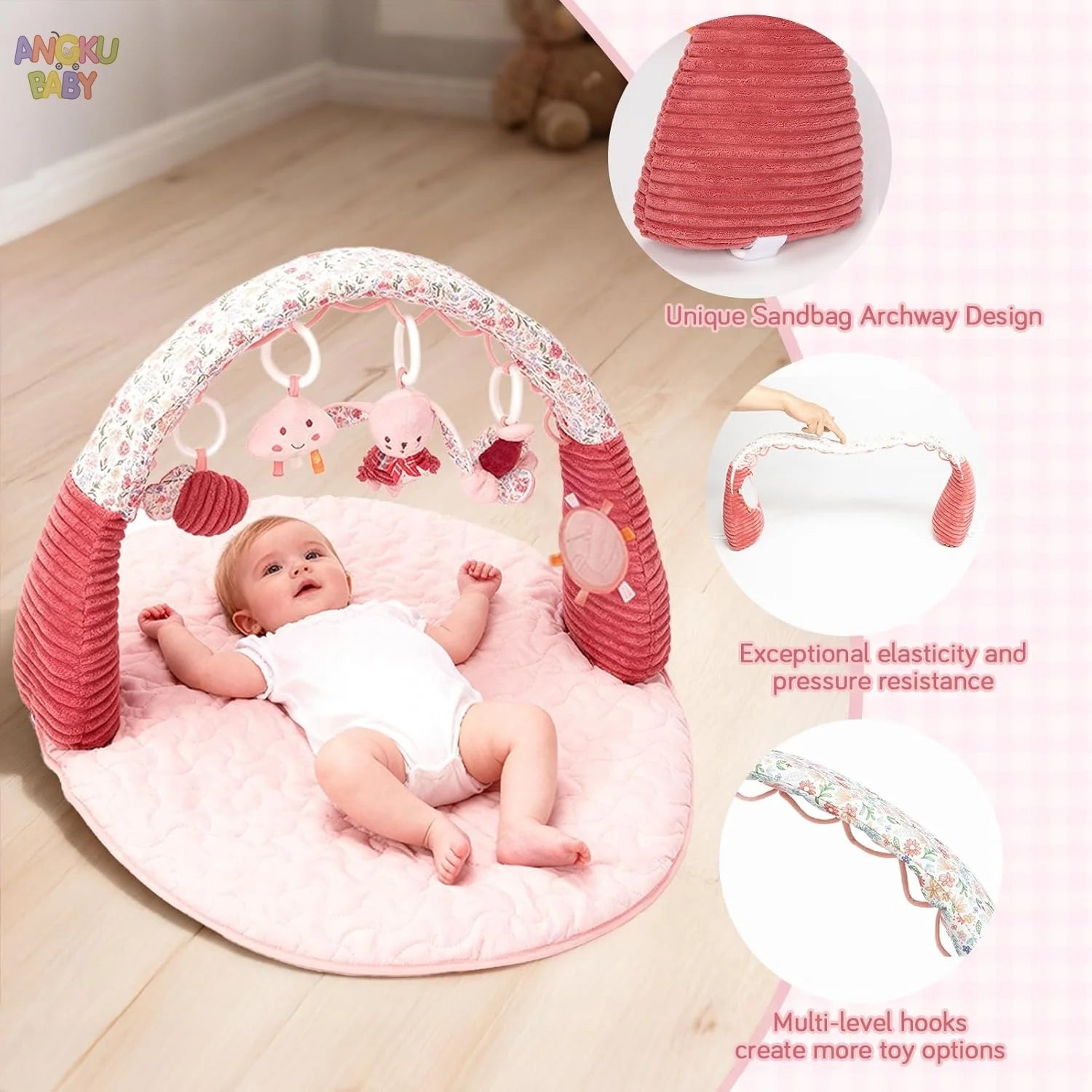 3 in 1 Baby Activity Gym Thickened Educational Fitness Frame for Children Foldable Infant Tummy Time Play Mat Stable Baby Toys