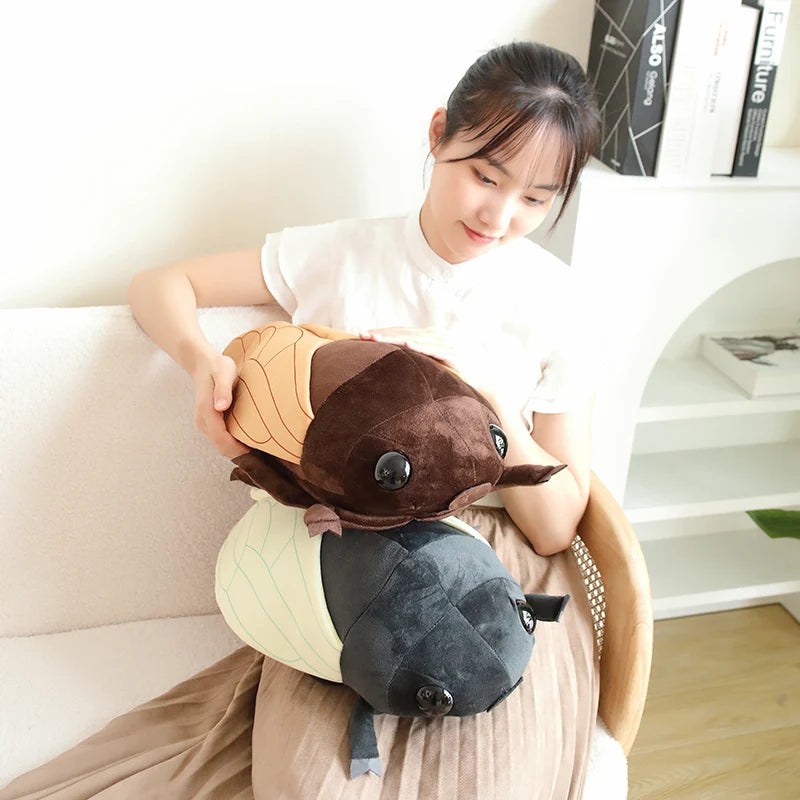 48cm Creative Simulated Insect Doll Plush Toy Stuffed Animal Soft Cicada Pillow Gifts for Boys Children Friends Prank Toys Decor