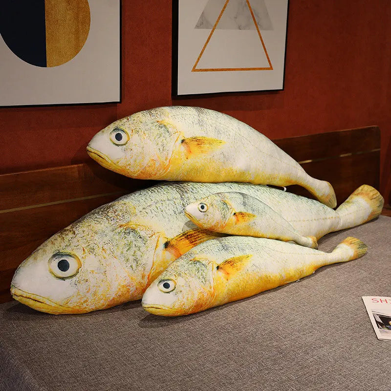 Artificial yellow croaker Plush Pillow Imitation Funny Fish Stuffed Pillow Emulational Home Sofa Plush Decoration Cushion