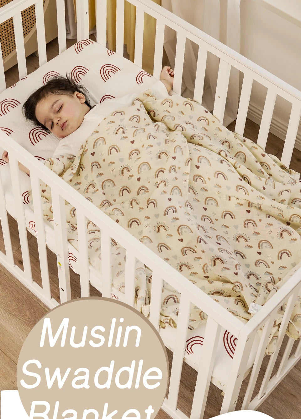 Elinfant 100% Cotton 4PCS Muslin Swaddle Blankets,120*110cm Bamboo Cotton Newborn Baby Bath Towel Wrap