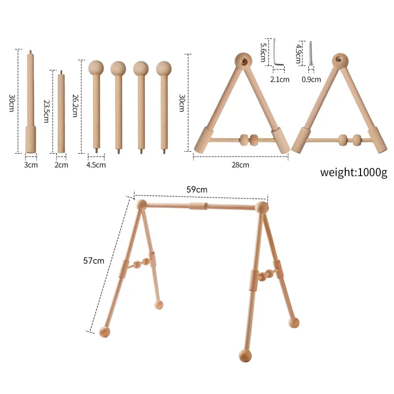 Wooden Baby Gym Frame Toy For Fine Motor Skills Development And Sensory Play Beech Wood