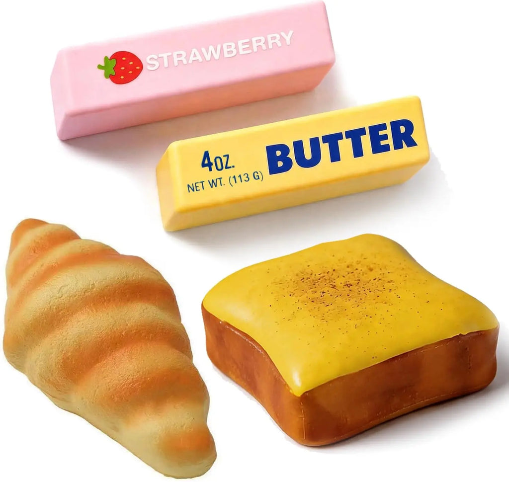 1/4PCS Butter Bread Squishy Toy Slow Rising Squishies Soft PU Foam Squeeze Toys for Stress Relief Fidget Toys Party Favors