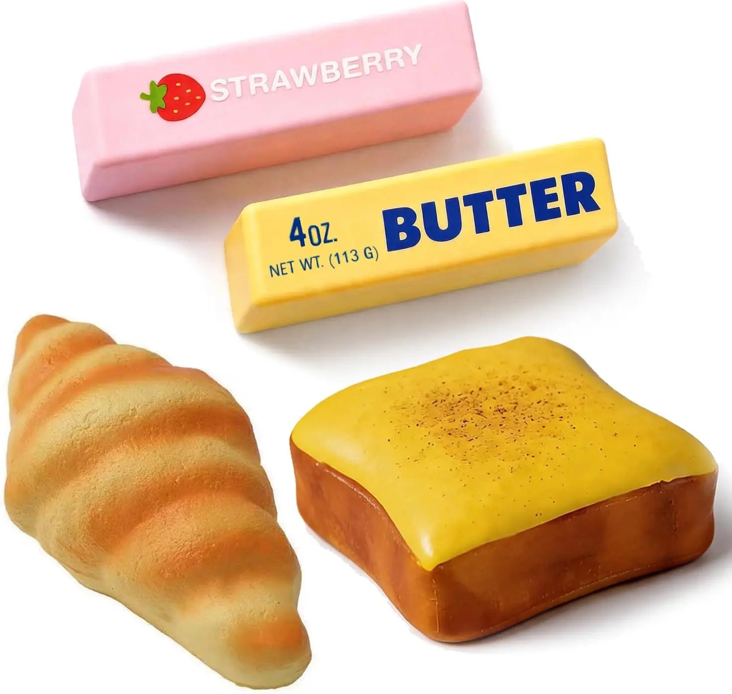 1/4PCS Butter Bread Squishy Toy Slow Rising Squishies Soft PU Foam Squeeze Toys for Stress Relief Fidget Toys Party Favors