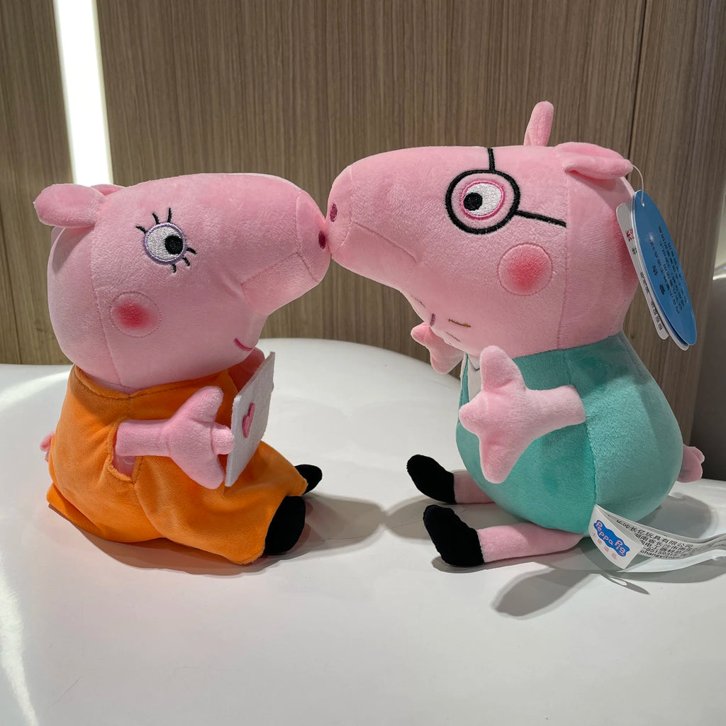 4pcs/set Genuine Peppa Pig 19cm Peppa George 30cm 12'' Mummy Daddy family set Plush Toy Birthday Christmas gift Children Toy