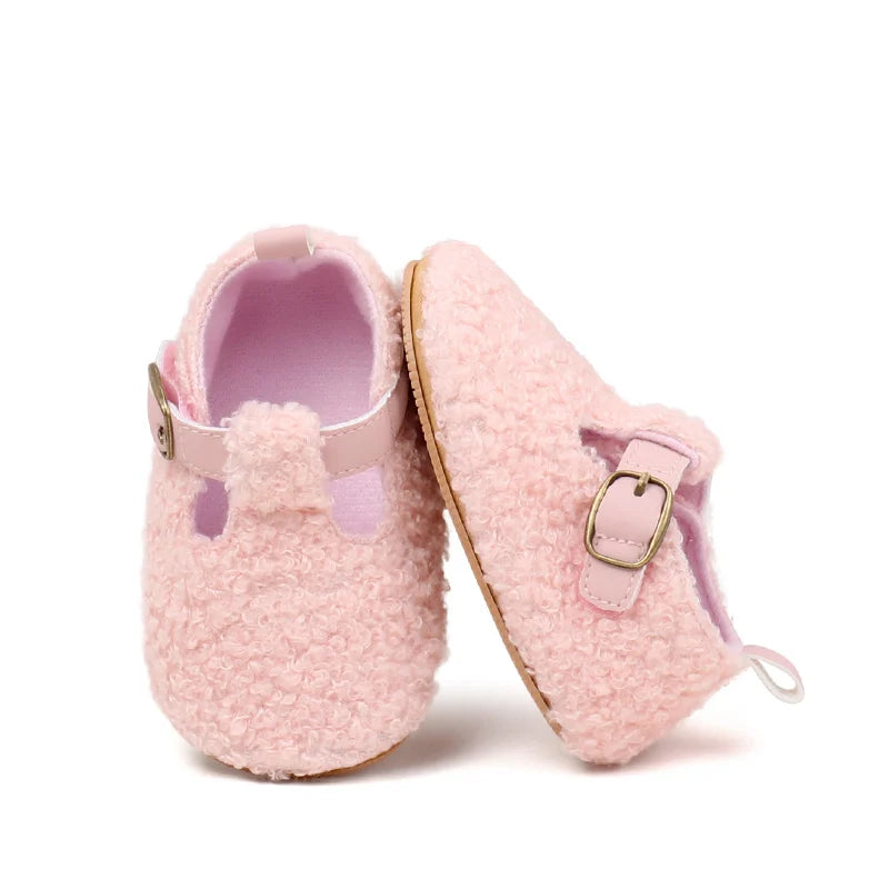 Winter Cute Baby Girl Boy Velvet Cotton Shoes Warm Plush Comfortable TPR Sole Anti Slip Solid High Quality Walking Shoes BMB4005