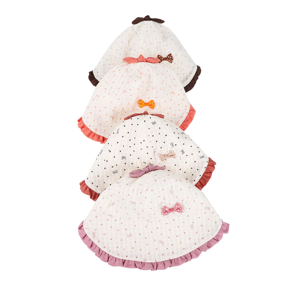 New Panama Summer Bowknot Baby Sun Hat for Girls Wave Big Brim Toddler Bucket Hats Baby Beach Sun Hat Kids UV Protection Cap