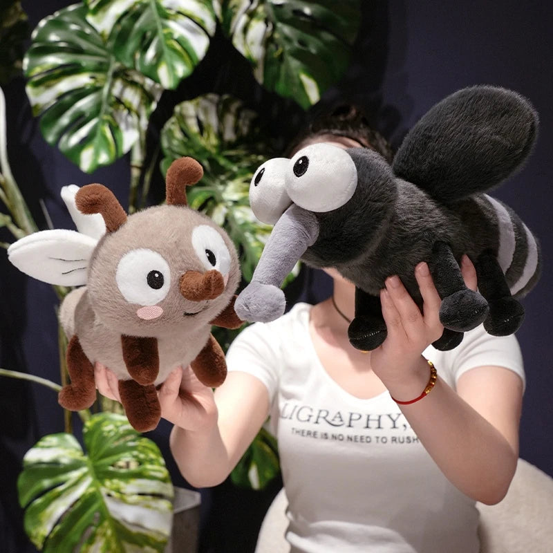 Summer Mosquito Plush Toys 13/20/30cm Cute Stuffed Bugs with Angry Face Fluffy Dolls for Room Decor Children's Birthday Gifts
