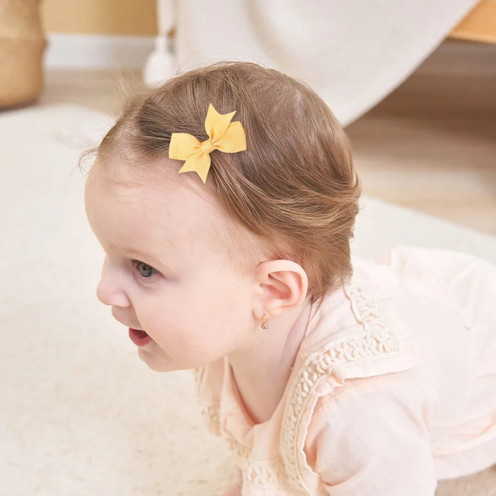 24Pcs/set Kids Cute Mini Ribbon Hair Bows Hair Clip for Girls Hair Bangs Safety Barrette Kids Boutique Hairpins Set