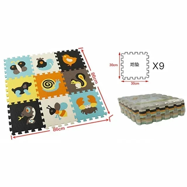 Interlocking Floor Mat Puzzle 9Pcs Set For Children 30x30x1 Cm Eva Foam Baby Play Mat
