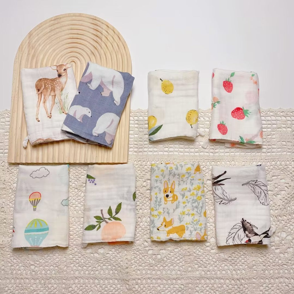 Bamboo Cotton Baby Towel Muslin Squares 4 Layer Gauze Baby Wash Face Shower Towel Newborn Baby Items
