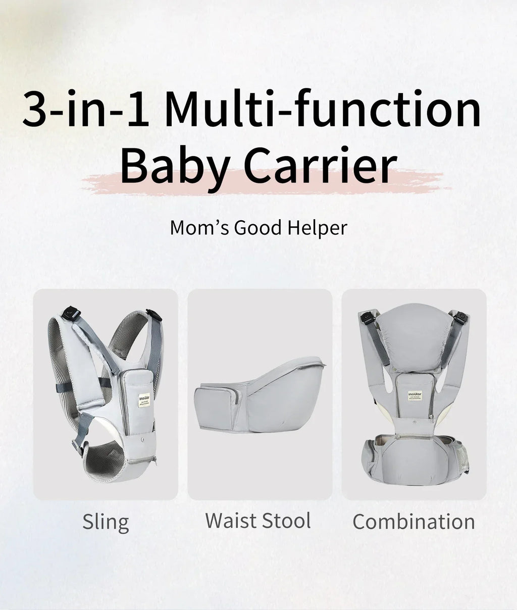 INSULAR 3 In 1 Baby Carrier Multi-functional Child Waist Stool Breathable Waist Stool With Hip Seat Front Hold Portable 0-2Y