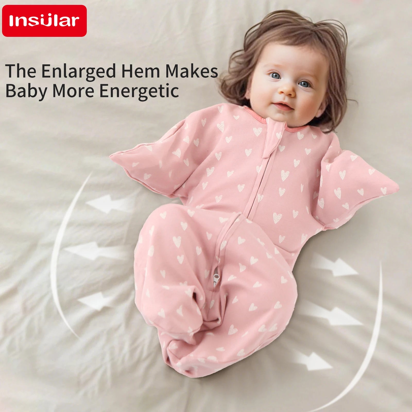 INSULAR Infant Hugging Blanket Comfortable Baby Soft Sleeping Bag Surrender Type Newborn Sleep Sack Anti-startle All Cotton 0-1Y