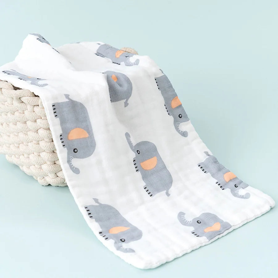 1/5pcs Pure Cotton Children's Face Towel 6-layer Gauze Muslin High-density Water Washed Cotton Soft Baby Towels Random Color