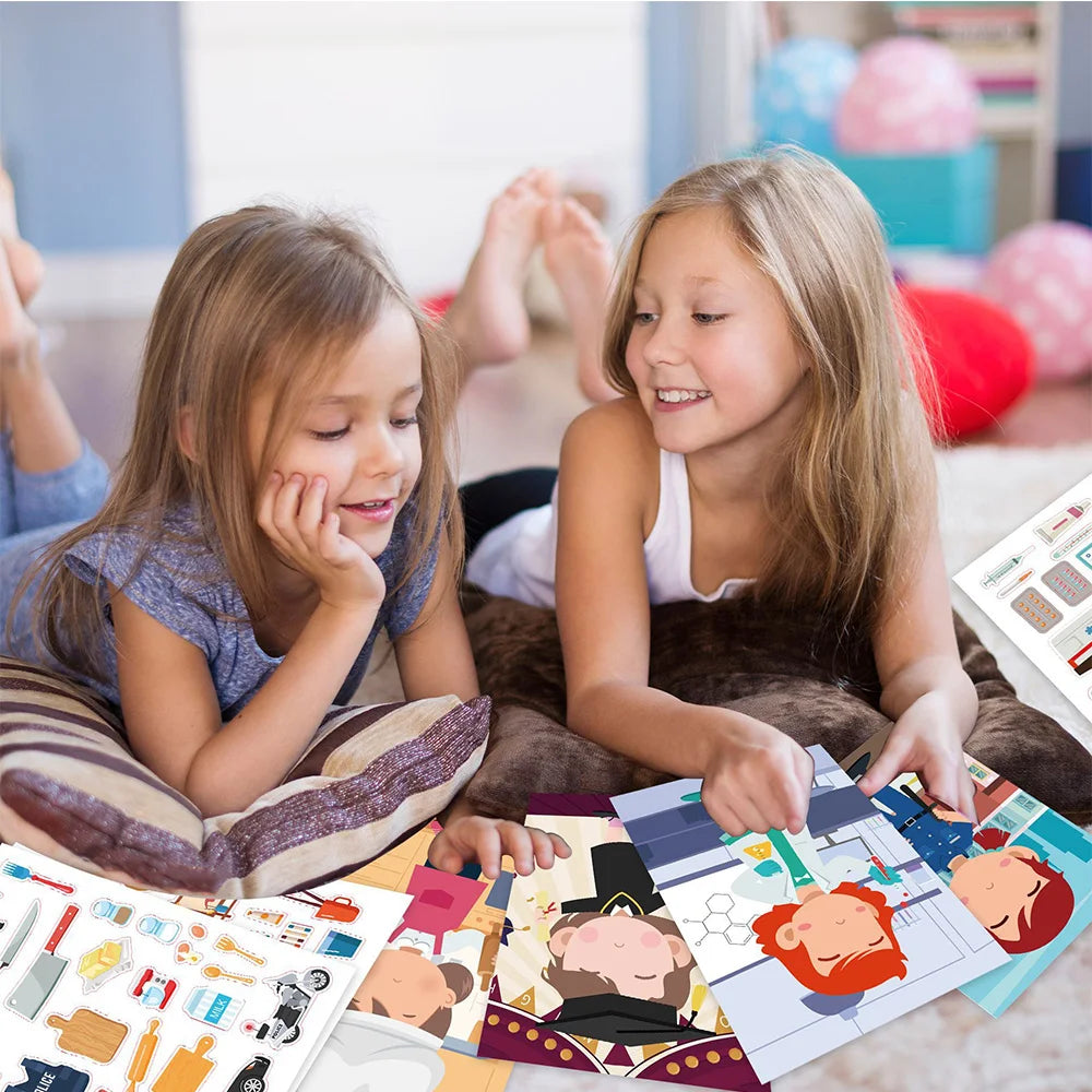 Make a Face DIY Animal Princess Dinosaur Jigsaw Stickers Kids Puzzle Games Funny Cartoon Educational Craft Stickers Toy For Baby