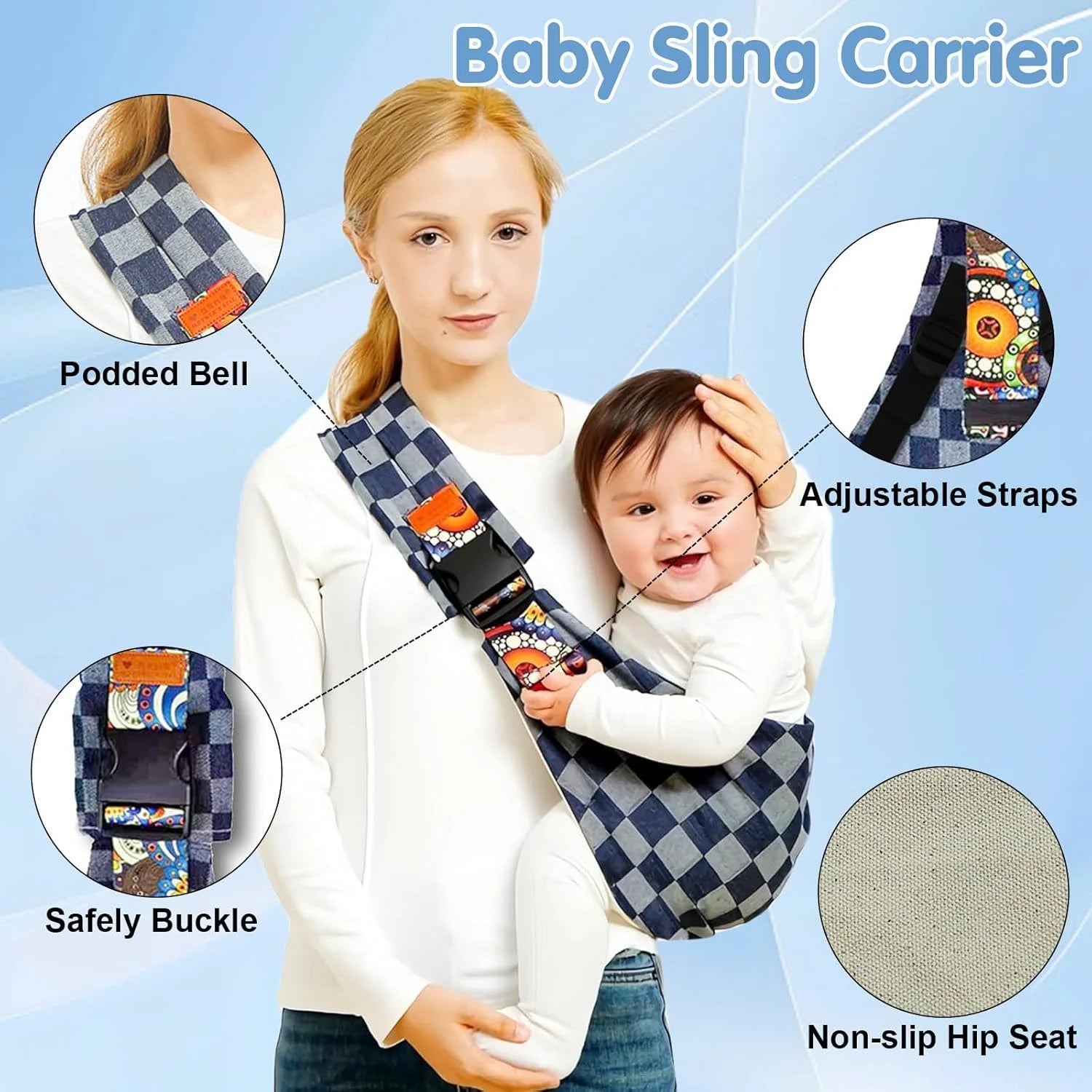 Baby Sling Carrier Baby Carrier Newborn to Toddler Sling Lightweight Baby Carrier Sling with Adjustable Straps Toddler Carrier