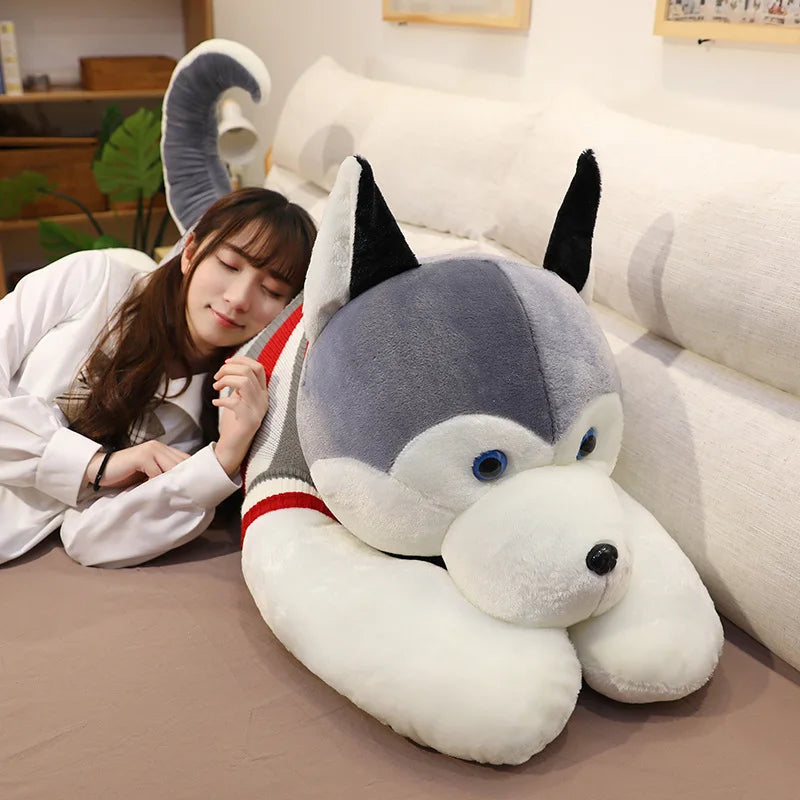 Hot New Huggable Giant Dog Plush Toy Soft Stuffed Husky Long Pillow Cartoon Animal Doll Sleeping Cushion Home Decor Kids Gift