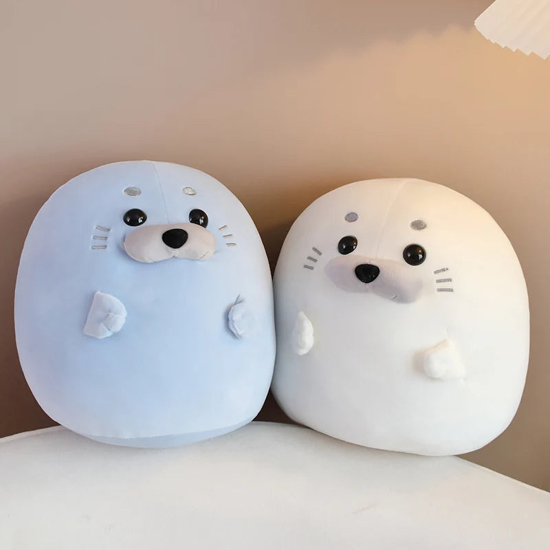 New Adorbale Furry Plush Seal Plush Toy Stuffed Down Cotton Fat Round Animal Sea Lion Doll Sleep Pillow Cushion Kawaii Gifts