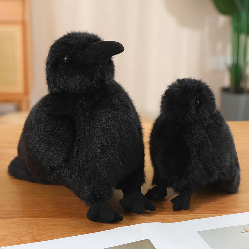 30cm Realistic Crow Plush Toy Lifelike Stuffed Raven Soft Halloween Christmas Gift for Kids Bird Lovers Home Decor