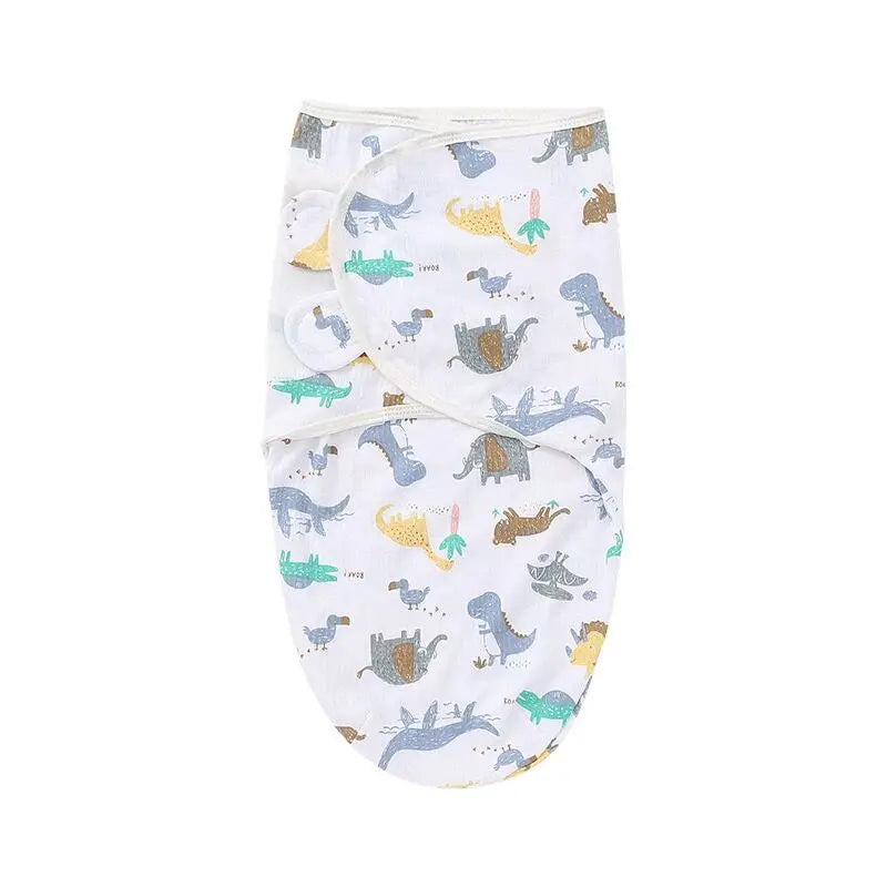 Baby Blanket Hat Set Cartoon Printed Cotton Newborn Swaddle Adjustable Infant Sleeping Wraps 0 To 6 Months