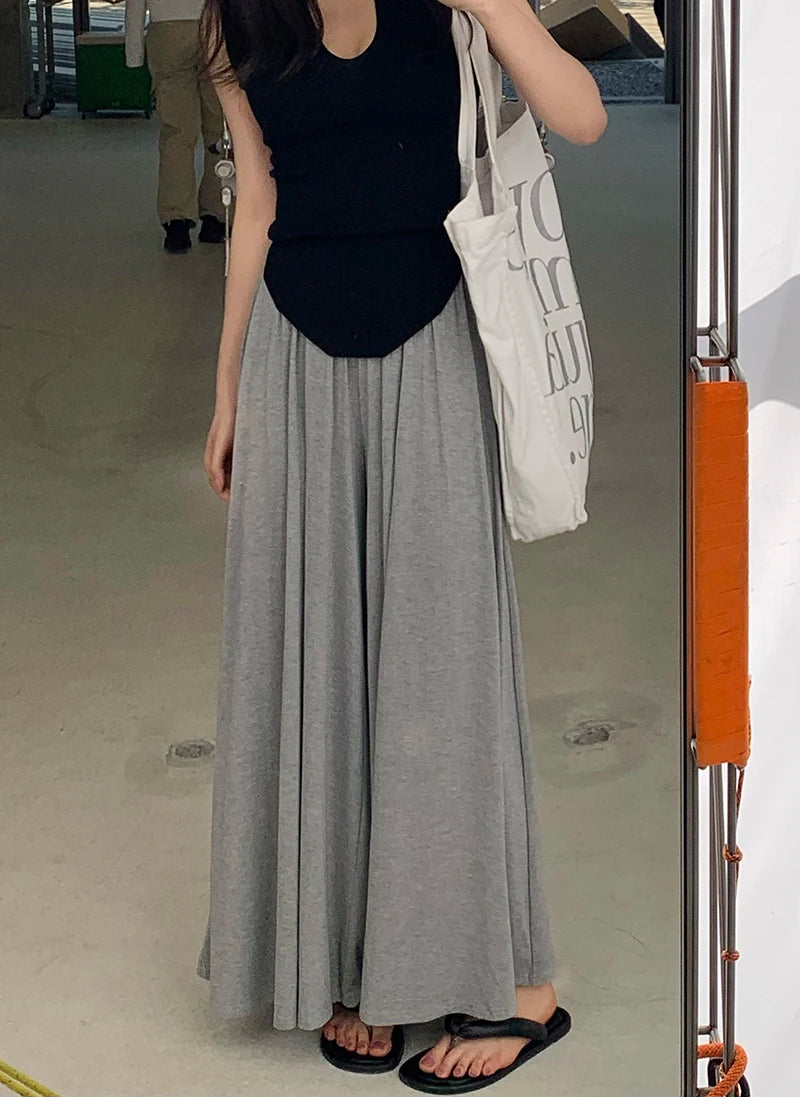 Korean Style Summer Pregnancy Belly Trousers Thin High Waist Wide Leg Floor-length Fashion Maternity Modal Pants Casual Trousers