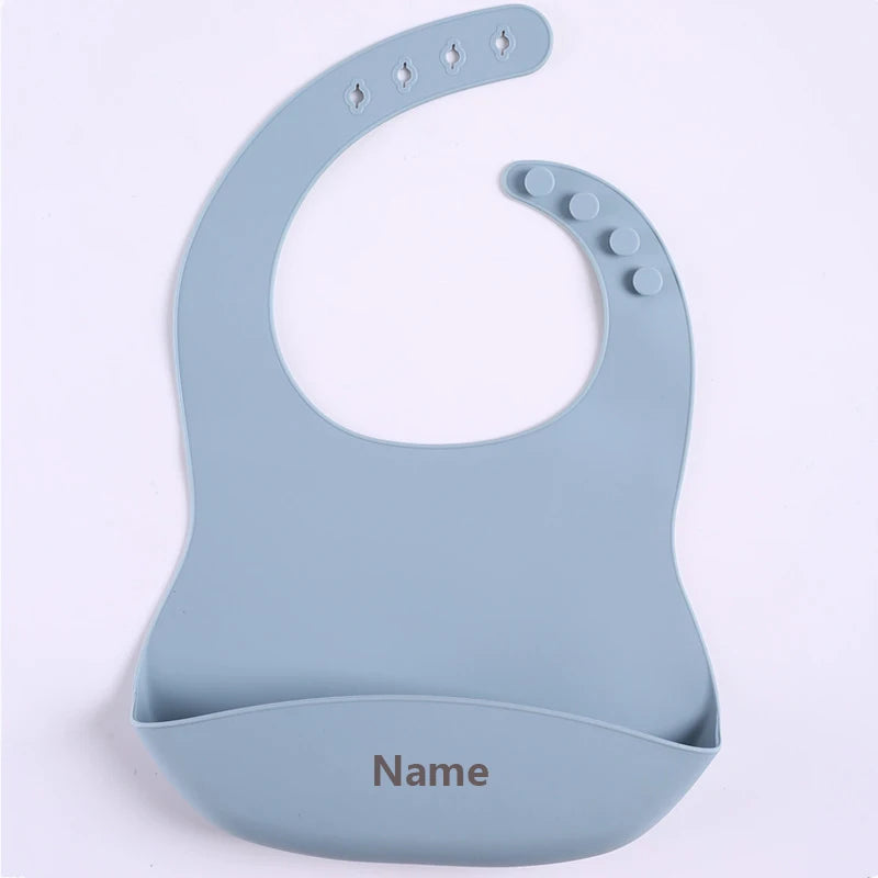 Silicone Bib Baby Drool Catcher with Free Name Engraving Creative Gifts Customized for Boys and Girls