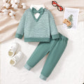 0-3 Years Baby Boy Set Bow Striped College Style Top+Pants 2Pcs/Set Toddler Baby Boy Spring and Autumn Set Baby clothing