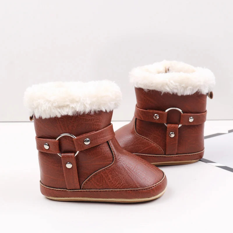 Hot Selling Winter Baby Boy And Girl Pre Walking Toddler Shoes Fashion Design Fleece-lined For 0-18M Baby Winter Cotton Boots
