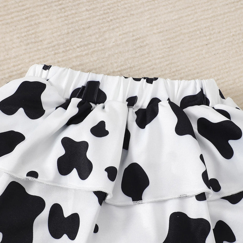 0-18 Months Newborn Baby girl 3Pcs/Set Cartoon Cute Little Cow Short sleeved+Skirt+Headband Set Baby girl Summer clothing