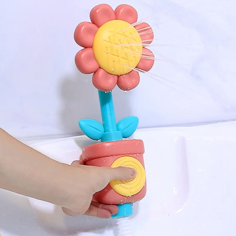 Baby Sunflower Shower Bath Toy Sprinkler Head Spray Water Shower Swim Pool Bathing Bath Ball With Manual Device For Kids Gift