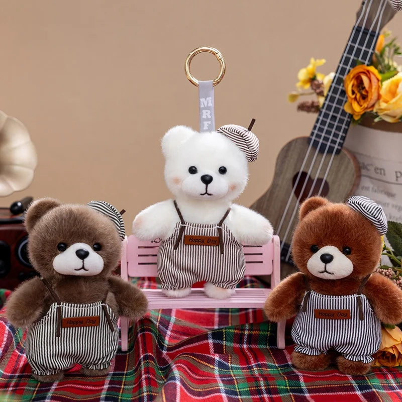 10cm New Kawaii Little Bears Pendant Plush Toy Stuffed Soft Animal Cartoon Bear Backpack School Bag Keychain Decor for Kids Gift