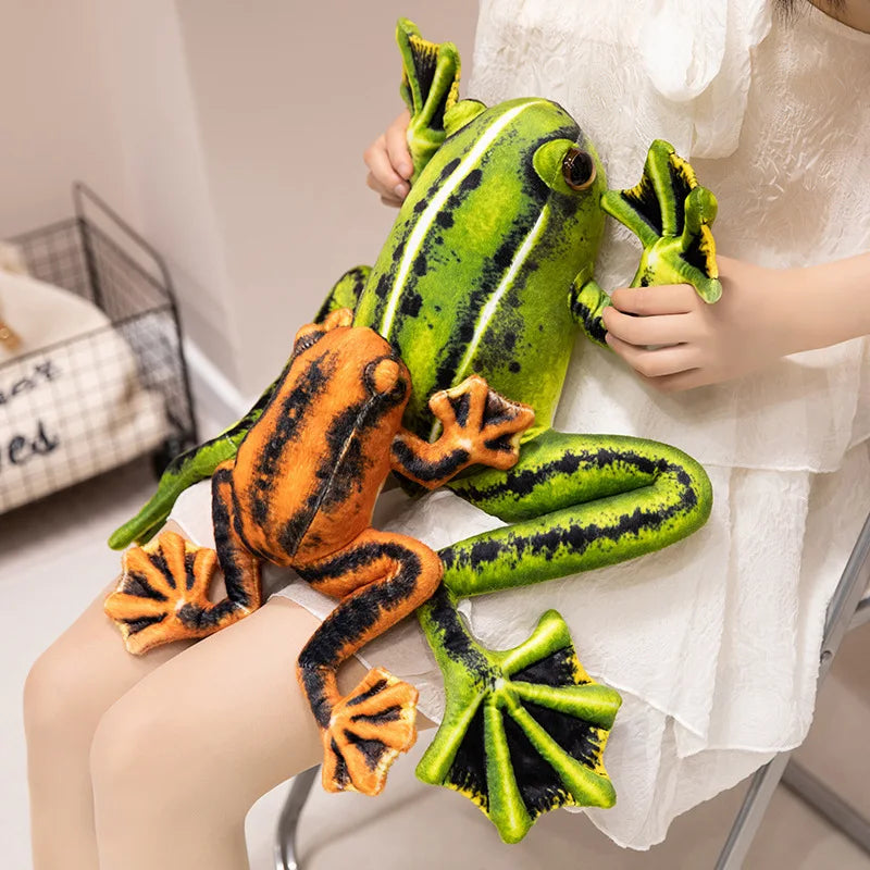 Simulation Cute Green Yellow Frog Plush Toy Super Soft Stuffed Animal Realistic Fun Frog Doll Baby Toys Gift Toy For Kid Girl