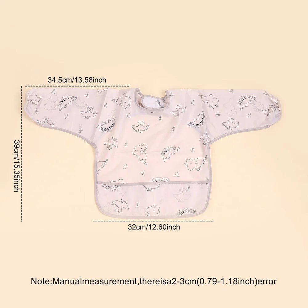 2pcs Waterproof Full Sleeve Baby Bibs Children Apron Long Sleeve Feeding Smock Kids Eating Breastplate Infant Scarf Clothing