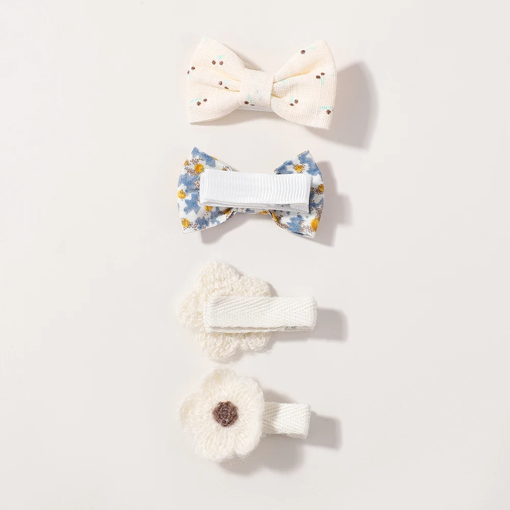 BABY BOWS 20Pcs/set Handmade Fabric Printed Barrette Boutique Mini Boutique Bangs Bow Hair Clip Ins Daisy Hairgripes