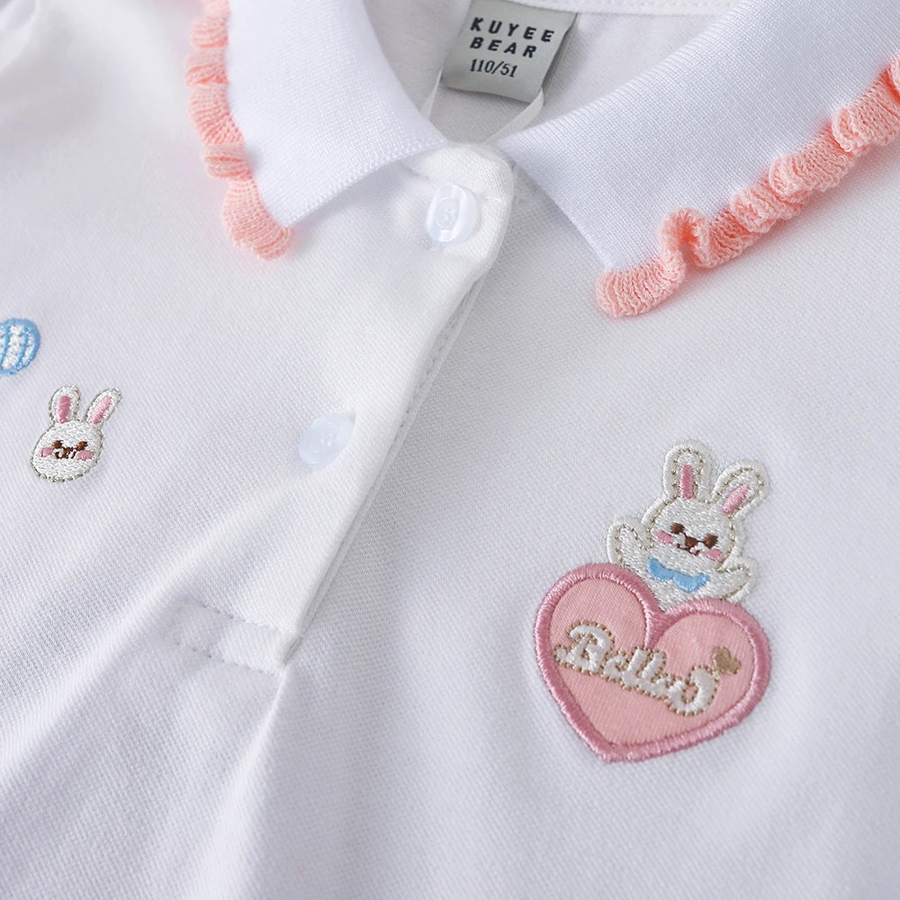 3-12 Age Girls Polo Summer Children Short Sleeve T-shirts 2024 New Kids Turn Down Collar Clothing Baby Cotton Tops
