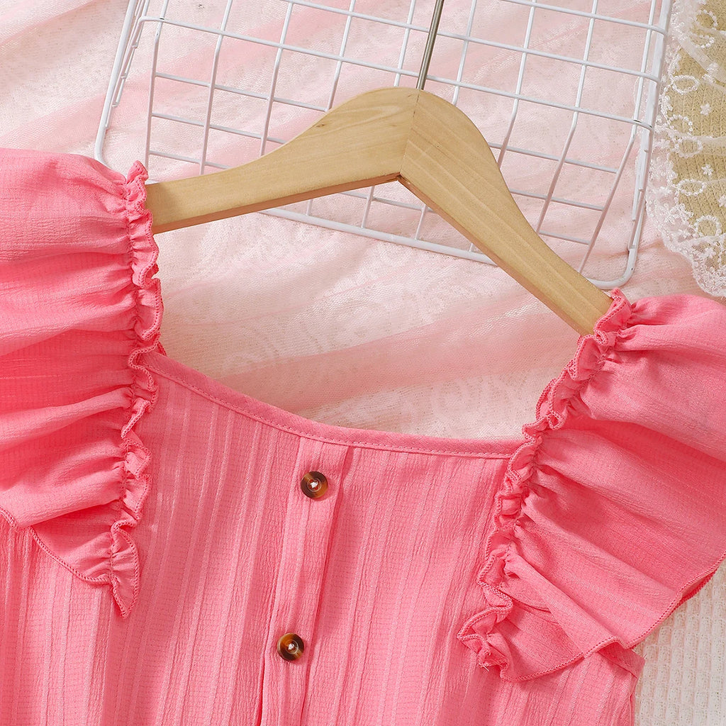 8-11 Year old girl's set with Ruffled Wave stripe Top and Irregular Design Skirt children's  Girl fashion Set