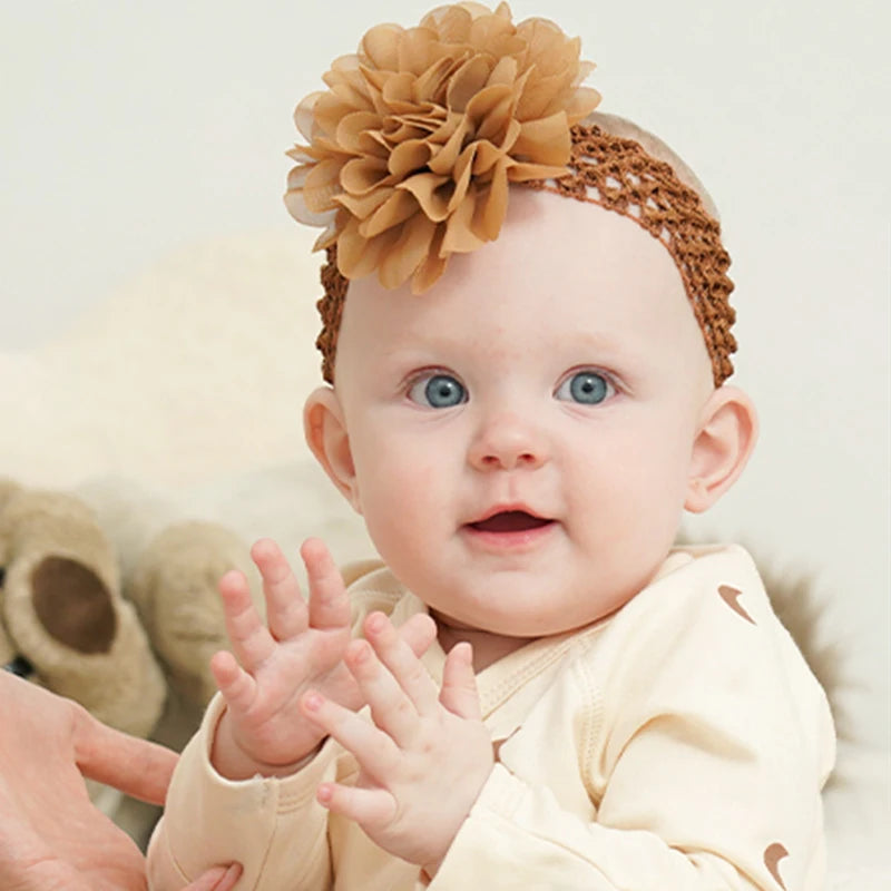 9Pcs/set 0-3Y Headbands Chiffon Flower Soft Strecth Hair Band Handmade for Baby Newborns Head Tie Infants Babe Hair Accessories