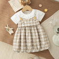 Summer New Sweet Fake Two Piece Baby Girl Dress, Cute Checkered Small Floral Children'S Clothing (3-18 Months)