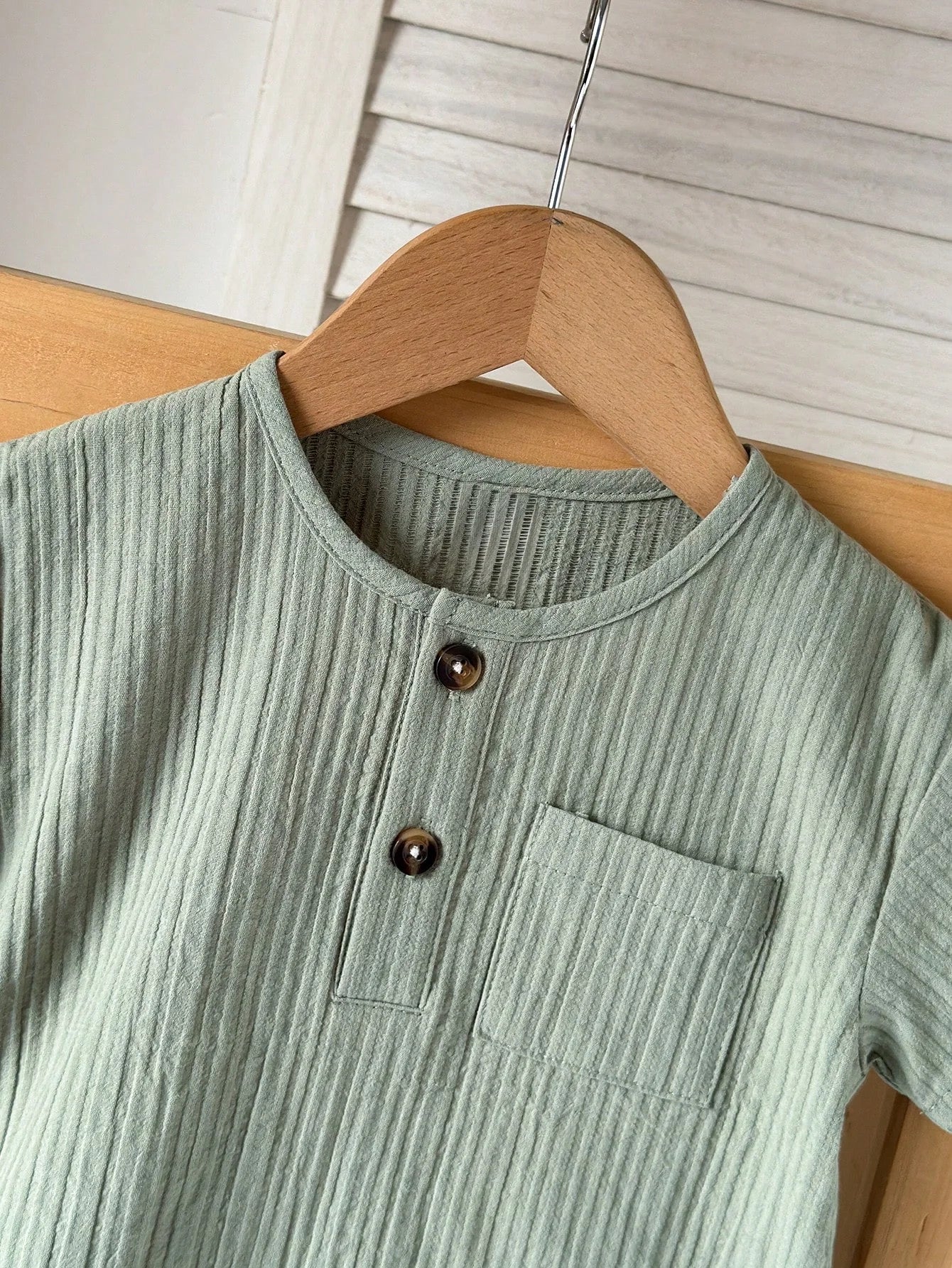 0-3 Year old Baby boy Summer Outfit Comfortable Solid Color Button Top+Striped Pants 2-piece Set Baby boy Summer Casual Suit