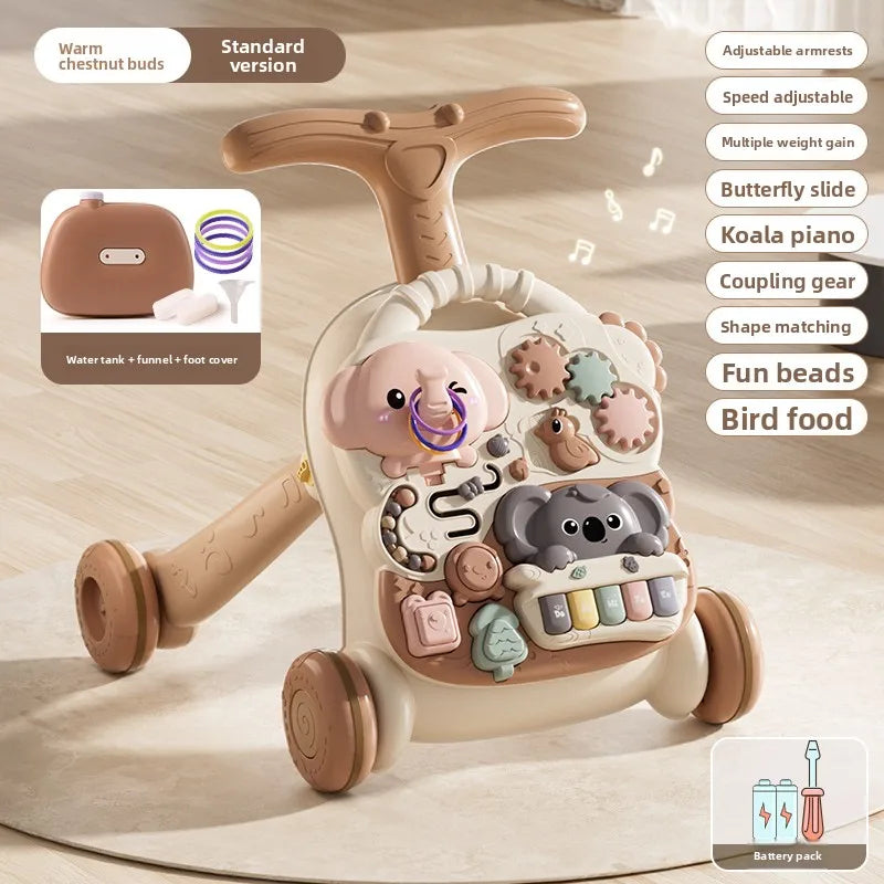 Baby Multifunctional Walker Toy Anti-Rollover Toddler Walking Assistant Adjustable Activity Learning Push Gift for 1 Year Old