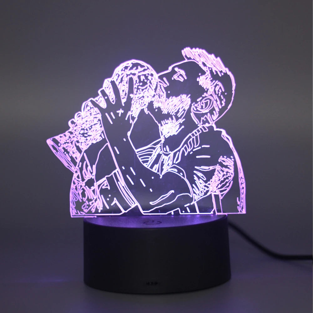 3D Illusion Night Light Messi 7 Color/16 Color Gradient Touch Switch LED Night Light Table Lamp (Crackle White)
