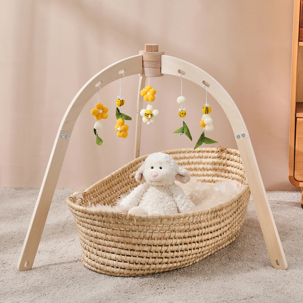 Baby Wooden Gym Frame Gym Activity Bird Tripod Gym Frame for Toddle Play Gym Mobile Hanging Sensory Toys Baby Room Decorations