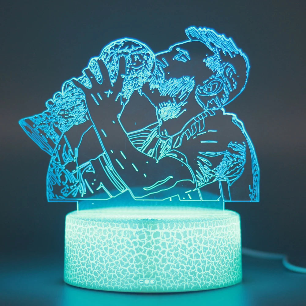 3D Illusion Night Light Messi 7 Color/16 Color Gradient Touch Switch LED Night Light Table Lamp (Crackle White)