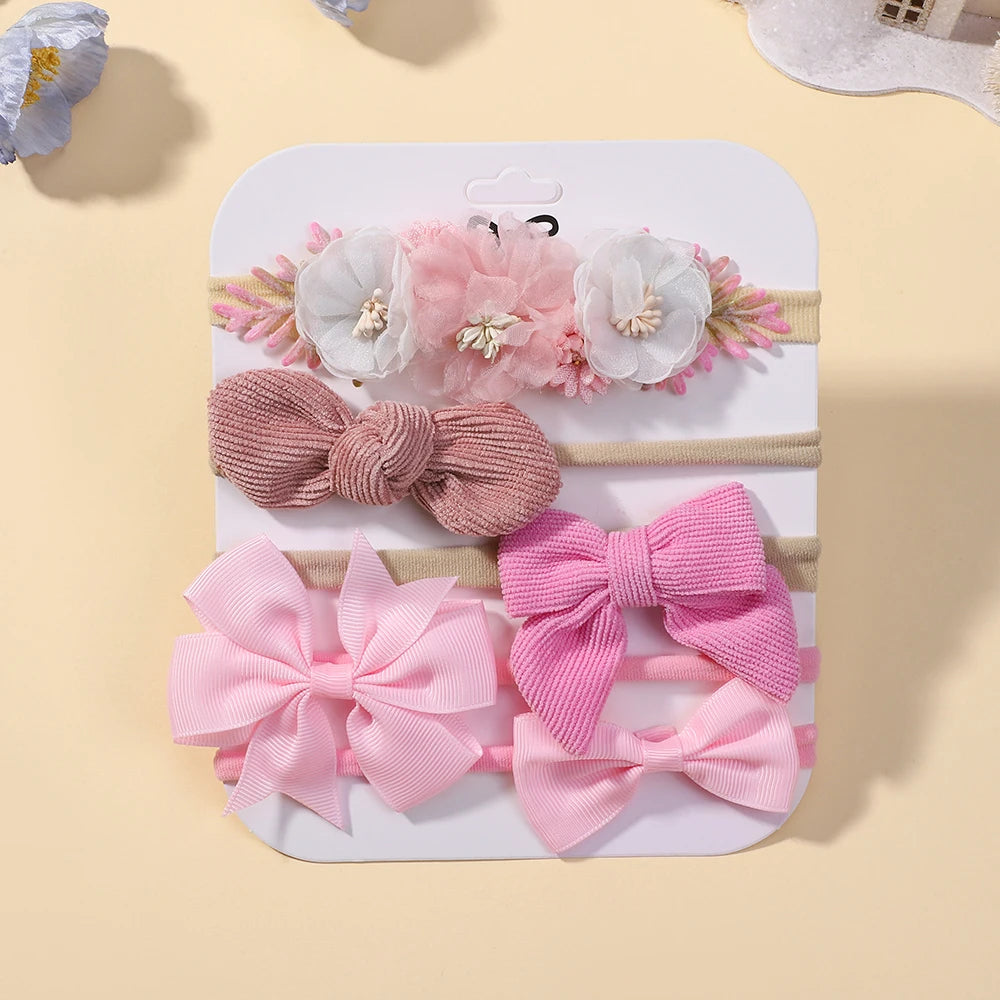 KIDS BOWS Exquisite floral headband elastic bow hiarband babys wedding tourism party headband dress up gift set