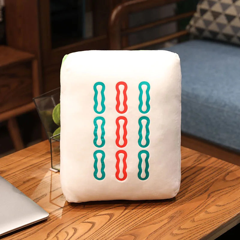 Hot 1pc Creative Mahjong Pillow Cushion Chinese Plush Toy Car Chair Backrest Mahjong Dice Funny Nap Pillow Sofa Home Decor Gift